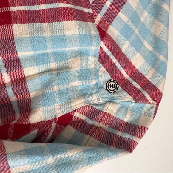 Men's Large Element Red & Blue Plaid Flannel Shirt - Classic Fit, Cotton Blend - Picture 9 of 12